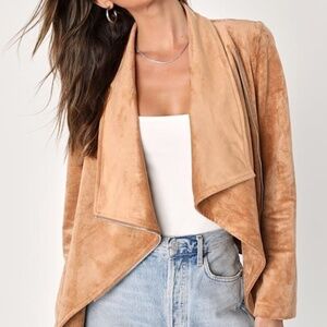 Lulus Wild At Heart Tan Vegan Suede Moto Jacket Brown - Size M